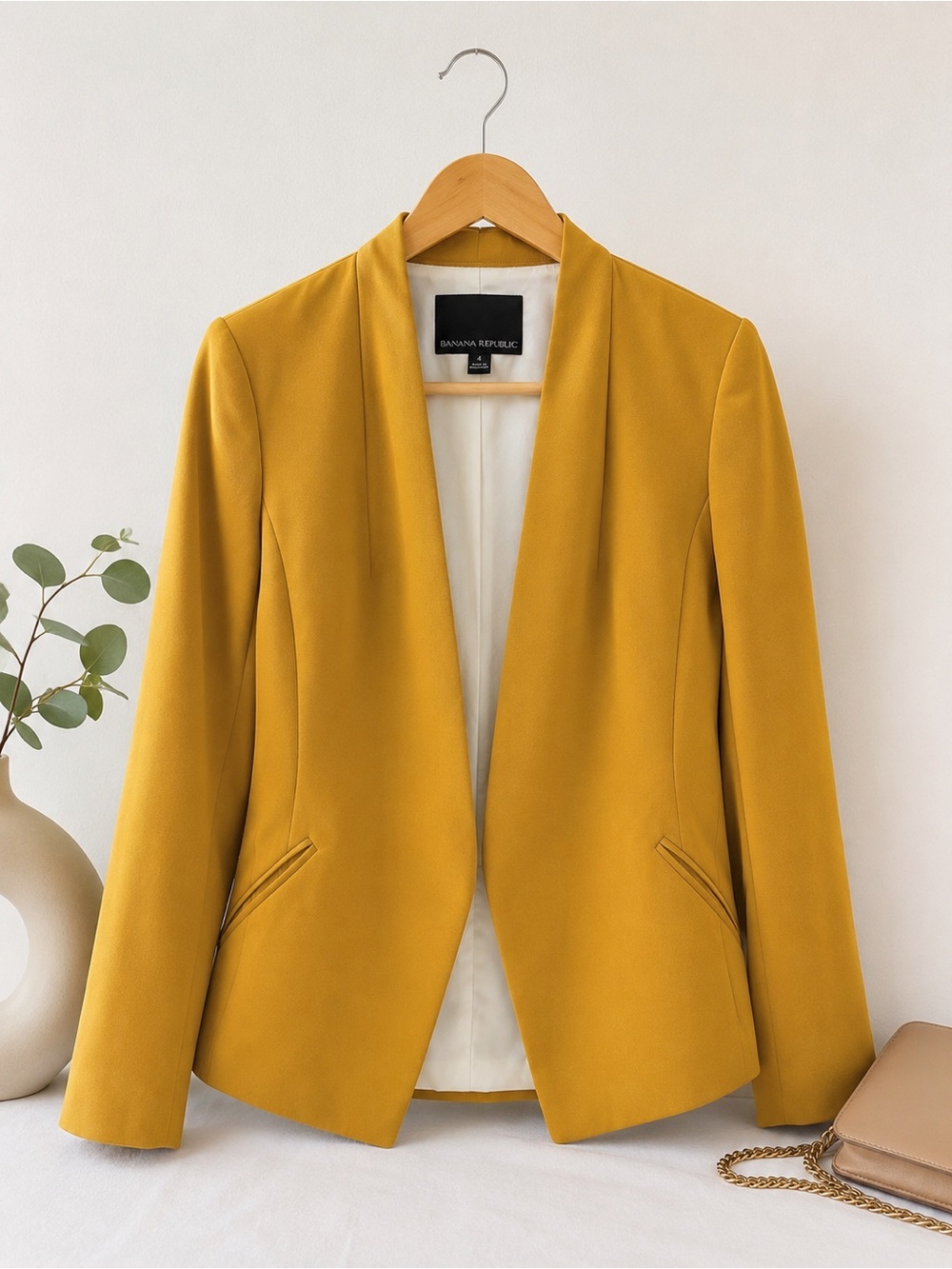 Banana Republic Mustard Yellow Open-Front Blazer - Size 4